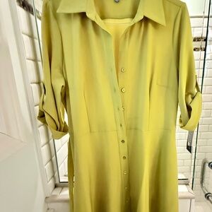 Sharagano Yellow Button-Up Dress